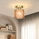 GobekUsa Copper Canopy LED Ceiling Light Glass Crystal Nordic Modern Decor for Home