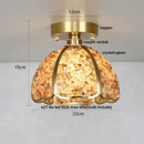 GobekUsa Copper Canopy LED Ceiling Light Glass Crystal Nordic Modern Decor for Home