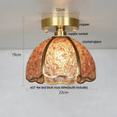 GobekUsa Copper Canopy LED Ceiling Light Glass Crystal Nordic Modern Decor for Home