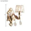 GobekUsa Modern Gold Crystal Wall Sconce with Small Drum Shade