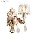 GobekUsa Modern Gold Crystal Wall Sconce with Small Drum Shade