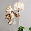 GobekUsa Modern Gold Crystal Wall Sconce with Small Drum Shade