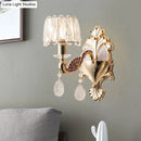 GobekUsa Modern Gold Crystal Wall Sconce with Small Drum Shade