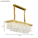 GobekUsa Modern LED Chandelier Pendant Lamp - Clear/Smoke Gray Crystal Shade, 31.5" W - Perfect for Over an Island