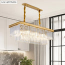 GobekUsa Modern LED Chandelier Pendant Lamp - Clear/Smoke Gray Crystal Shade, 31.5" W - Perfect for Over an Island