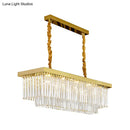 GobekUsa Modern LED Chandelier Pendant Lamp - Clear/Smoke Gray Crystal Shade, 31.5" W - Perfect for Over an Island