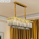 GobekUsa Modern LED Chandelier Pendant Lamp - Clear/Smoke Gray Crystal Shade, 31.5" W - Perfect for Over an Island