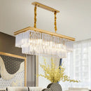GobekUsa Modern LED Chandelier Pendant Lamp - Clear/Smoke Gray Crystal Shade, 31.5" W - Perfect for Over an Island
