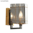 GobekUsa Modern Smoke Gray Glass Triangle Sconce Wall Lamp for Bedroom