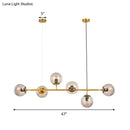 GobekUsa Contemporary Smoke Gray Glass Globe Hanging Light Fixture - 6 Head Gold Island Light