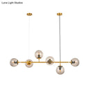 GobekUsa Contemporary Smoke Gray Glass Globe Hanging Light Fixture - 6 Head Gold Island Light