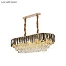 GobekUsa 10-Bulb Smoke Grey Crystal Island Ceiling Light with Modern 3-Tier Oblong Design