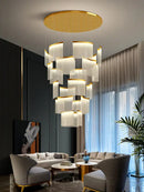 GobekUsa Acrylic LED Chandelier: Modern Light Luxury Dimmable Pendant for Living Room-Elegant Lighting Fixtures