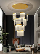 GobekUsa Acrylic LED Chandelier: Modern Light Luxury Dimmable Pendant for Living Room-Elegant Lighting Fixtures