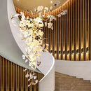 GobekUsa Gingko Leaf Ceramic Chandelier: Modern Nordic Living Room & Hotel Lobby Lighting