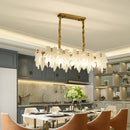 GobekUsa Modern White Glass Pendant Light with 5 LED Heads for Dining Room