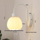GobekUsa Iron White Glass LED Wall Lamp Sconce Pull Chain Switch Nordic Modern Stair Light