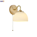 GobekUsa Iron White Glass LED Wall Lamp Sconce Pull Chain Switch Nordic Modern Stair Light
