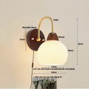 GobekUsa Iron White Glass LED Wall Lamp Sconce Pull Chain Switch Nordic Modern Stair Light