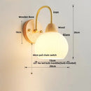 GobekUsa Iron White Glass LED Wall Lamp Sconce Pull Chain Switch Nordic Modern Stair Light
