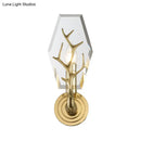 GobekUsa Modern Crystal Panel Sconce Light Fixture - Clear 1-Light Wall Mounted Lamp with Antler Deco