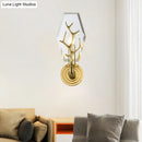 GobekUsa Modern Crystal Panel Sconce Light Fixture - Clear 1-Light Wall Mounted Lamp with Antler Deco