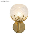 GobekUsa Modern Gold Wall Sconce with Clear Lattice Glass and Antler Design