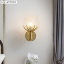 GobekUsa Modern Gold Wall Sconce with Clear Lattice Glass and Antler Design