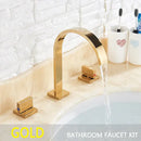 GobekUsa Golden Brass Dual Handle Basin Faucet Set - Deck Mounted Hot Cold Mixer