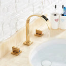 GobekUsa Golden Brass Dual Handle Basin Faucet Set - Deck Mounted Hot Cold Mixer