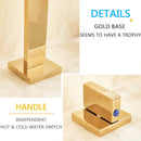 GobekUsa Golden Brass Dual Handle Basin Faucet Set - Deck Mounted Hot Cold Mixer