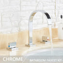 GobekUsa Golden Brass Dual Handle Basin Faucet Set - Deck Mounted Hot Cold Mixer