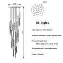 GobekUsa Crystal Led Chandelier for Modern Loft Living Room Staircase, Gold Art Deco Hanging Lamp
