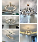 2024 GobekUsa Ash Crystal Ceiling Chandeliers, Modern Living Room Pendant Lamps, Home Decor Lighting