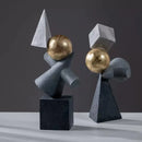 GobekUsa Geometric Gold Ball Abstract Sculpture Triangular Statues for Home Decor