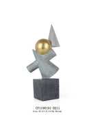 GobekUsa Geometric Gold Ball Abstract Sculpture Triangular Statues for Home Decor