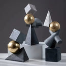 GobekUsa Geometric Gold Ball Abstract Sculpture Triangular Statues for Home Decor