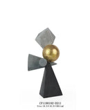 GobekUsa Geometric Gold Ball Abstract Sculpture Triangular Statues for Home Decor