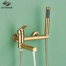 GobekUsa Brass Wall Mounted Bathtub Shower Mixer Tap Set for Bathroom