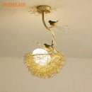 GobekUsa Bird'S Nest Glass Pendant Lights - Modern Gold Design for Kitchen, Dining, Living Room