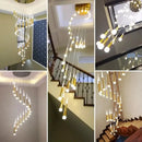 GobekUsa Black Acrylic LED Chandelier Staircase Pendant Light - Creative Meteor Shower Design
