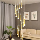 GobekUsa Black Acrylic LED Chandelier Staircase Pendant Light - Creative Meteor Shower Design