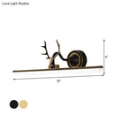 GobekUsa Metal Black/Gold LED Vanity Sconce Light with Antler Arm - Modern Wall Lamp Fixture