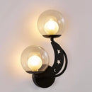 GobekUsa Modern Style Black/Gold Ball Wall Sconce: 2-Light Clear Glass Wall Mount Lamp Kit