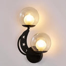 GobekUsa Modern Style Black/Gold Ball Wall Sconce: 2-Light Clear Glass Wall Mount Lamp Kit