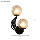 GobekUsa Modern Style Black/Gold Ball Wall Sconce: 2-Light Clear Glass Wall Mount Lamp Kit