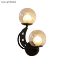 GobekUsa Modern Style Black/Gold Ball Wall Sconce: 2-Light Clear Glass Wall Mount Lamp Kit
