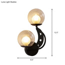 GobekUsa Modern Style Black/Gold Ball Wall Sconce: 2-Light Clear Glass Wall Mount Lamp Kit