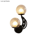 GobekUsa Modern Style Black/Gold Ball Wall Sconce: 2-Light Clear Glass Wall Mount Lamp Kit