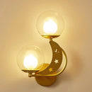 GobekUsa Modern Style Black/Gold Ball Wall Sconce: 2-Light Clear Glass Wall Mount Lamp Kit